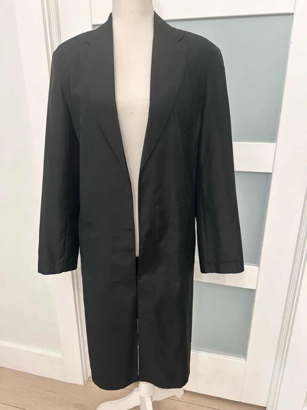 Vtg Cerruti 1881 Women’s Silk Blend Black Long Duster Open Front SZ 8 Designer